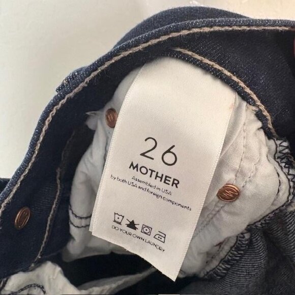 Mother Jeans Womens 26 Dark Wash The Swooner Crop Fray High Rise Made in USA - Picture 7 of 11